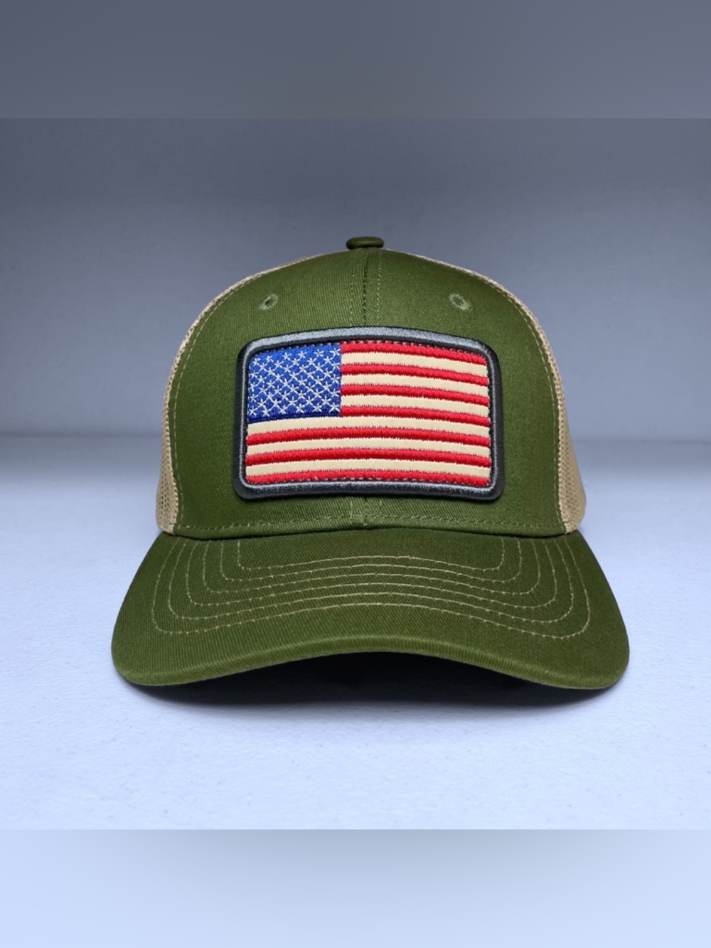 American USA Green Embroidered Flag Snapback Trucker Hat